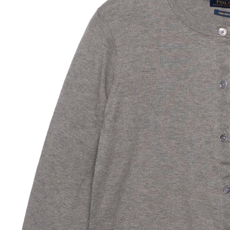 Cheap (W) Polo Ralph Lauren 灰色標誌針織長袖開襟毛衣外套。 211702649-006