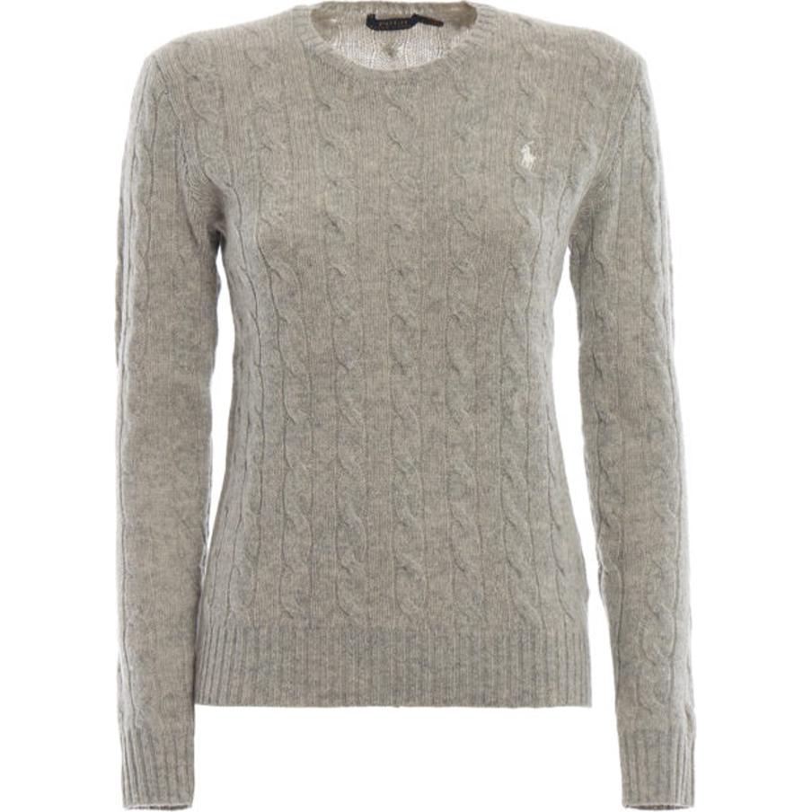 (Women) Polo Ralph Lauren  Grey Solid Pony Embroidered Crewneck Sweater. 211525764038