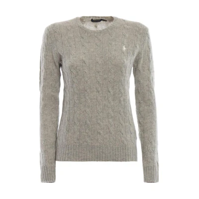 (Women) Polo Ralph Lauren Grey Solid Pony Embroidered Crewneck Sweater. 211525764038