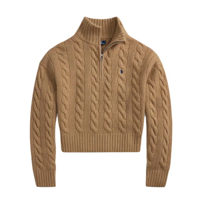 (Women) Polo Ralph Lauren Half-Zip Cable Knit Wool Sweater. 211972130-002