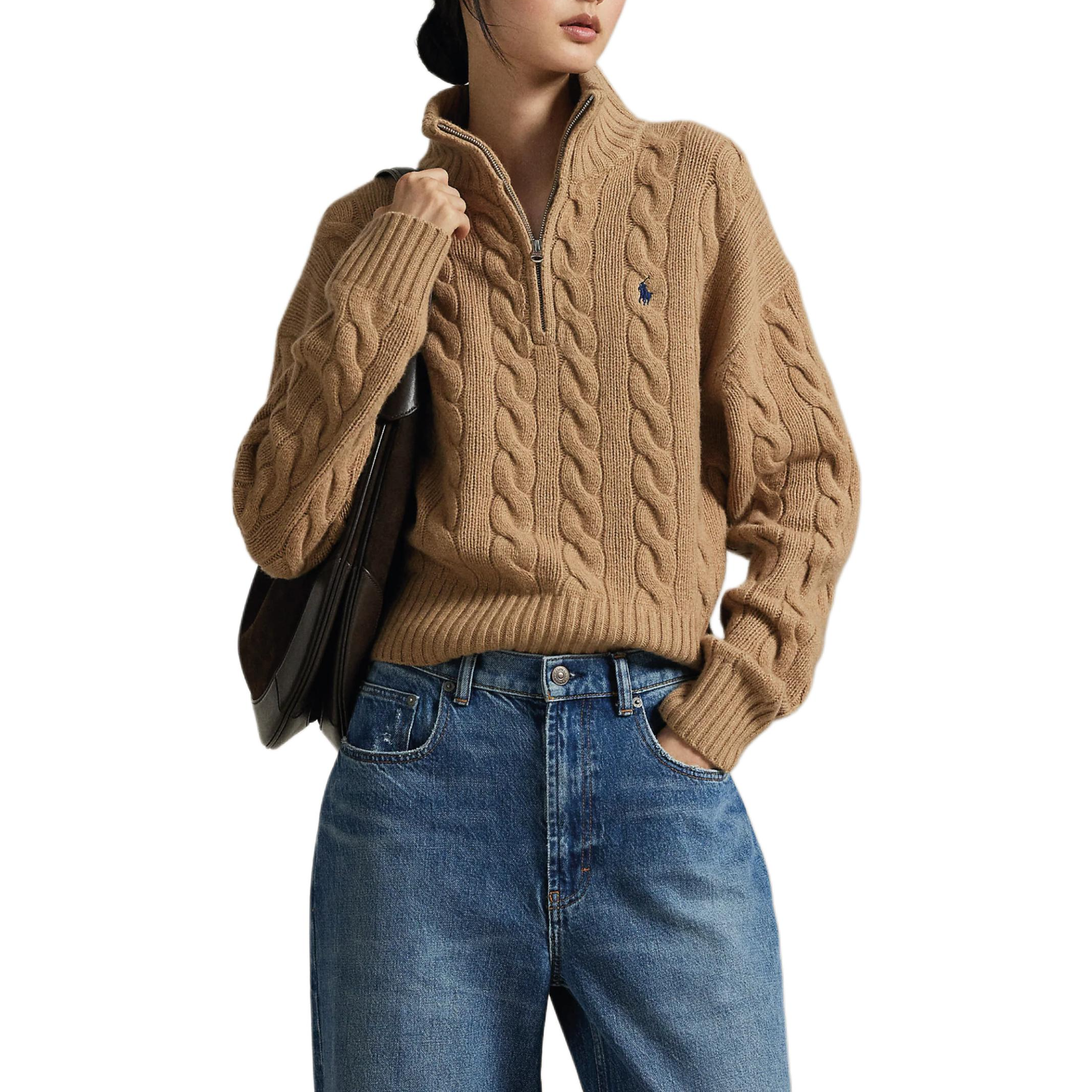 (Women) Polo Ralph Lauren  Half-Zip Cable Knit Wool Sweater. 211972130-002 圖 4