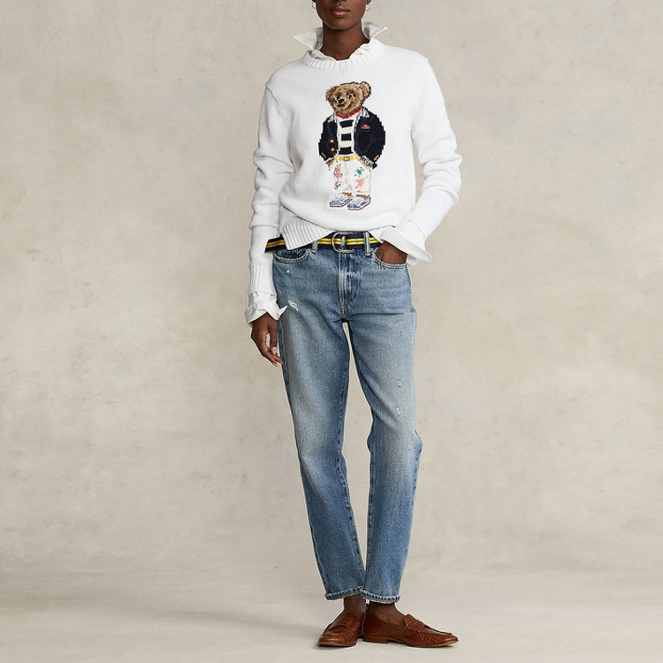 (Women) Polo Ralph Lauren  Knit Sweater White Bear Print Crewneck SS22. RL22823-100 圖 3