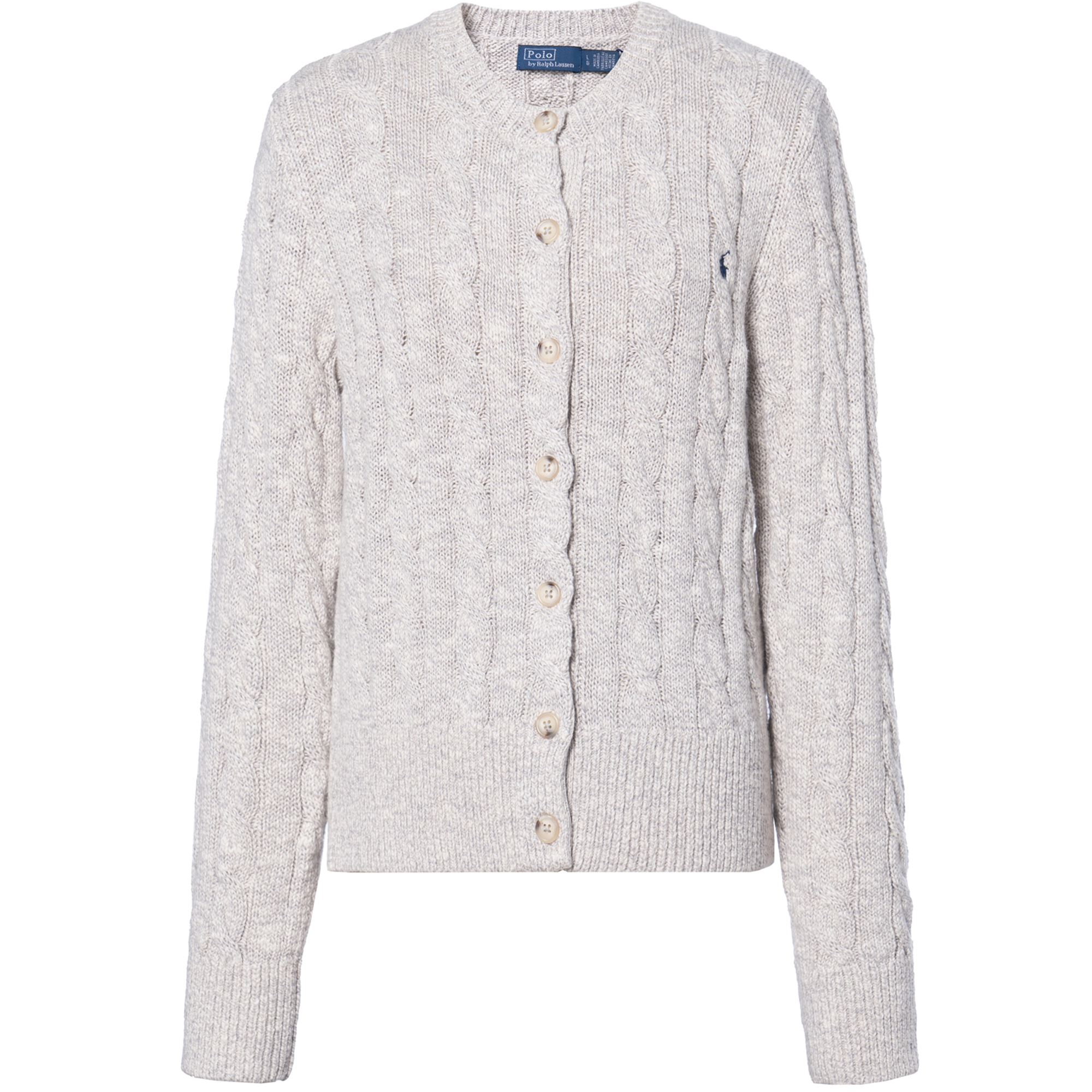 (Women) Polo Ralph Lauren  Light Grey Cable Knit Button-Up Sweater. 0400022029-112