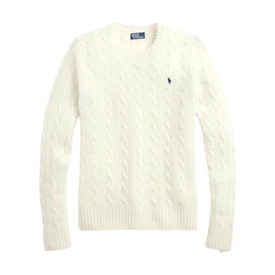 (Women) Polo Ralph Lauren Logo Embroidered Crewneck Sweater Off-White. 211910421-001