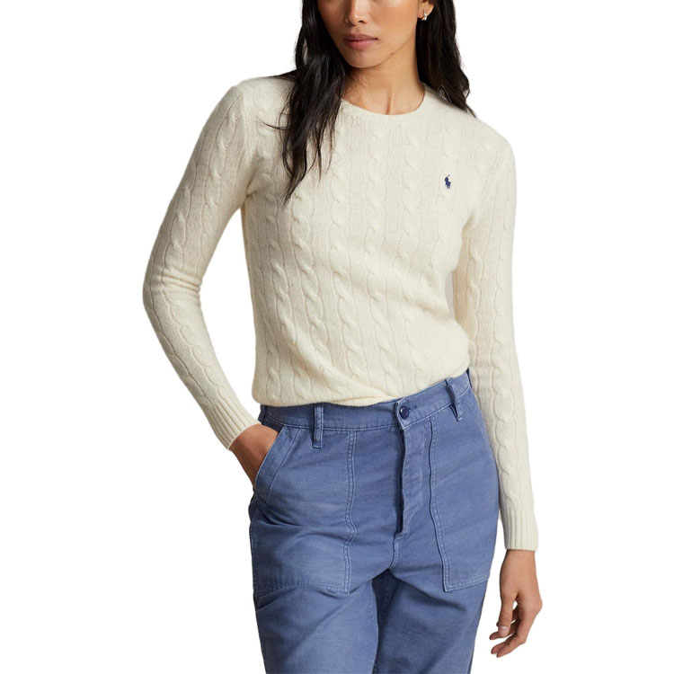 (Women) Polo Ralph Lauren  Logo Embroidered Crewneck Sweater Off-White. 211910421-001 圖 4