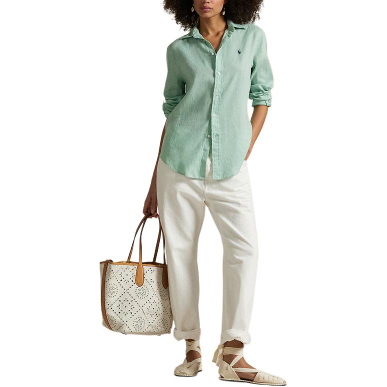 Lookbook (W) Polo Ralph Lauren 寬鬆版綠色標誌長袖襯衫 211970730-013