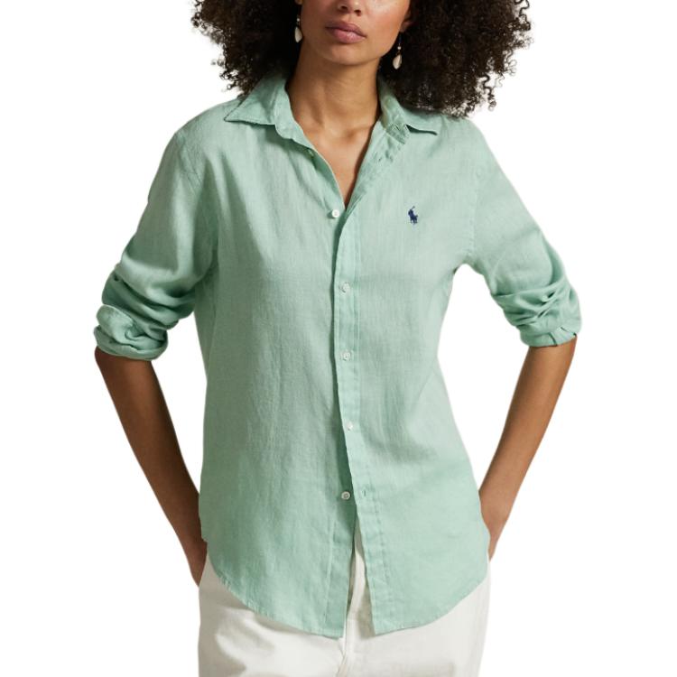 Shop (W) Polo Ralph Lauren 寬鬆版綠色標誌長袖襯衫 211970730-013