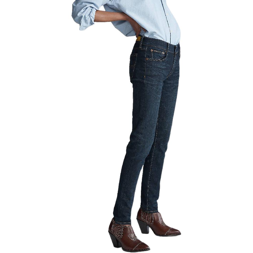 Details for (W) Polo Ralph Lauren Vaqueros Ajustados Azul de Tiro Bajo con Parche Logo Trasero. 211860099-001