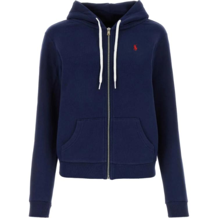 (Women) Polo Ralph Lauren  Navy Blue Embroidered Logo Zip-Up Hoodie. 211943008-002