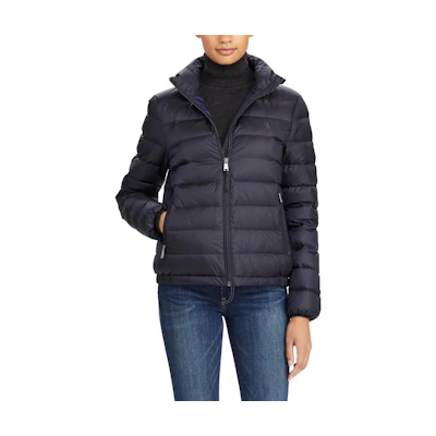 (Women) Polo Ralph Lauren Navy Blue Embroidered Pony Zip-Up Down Jacket. WMPOOTWN2820002-410