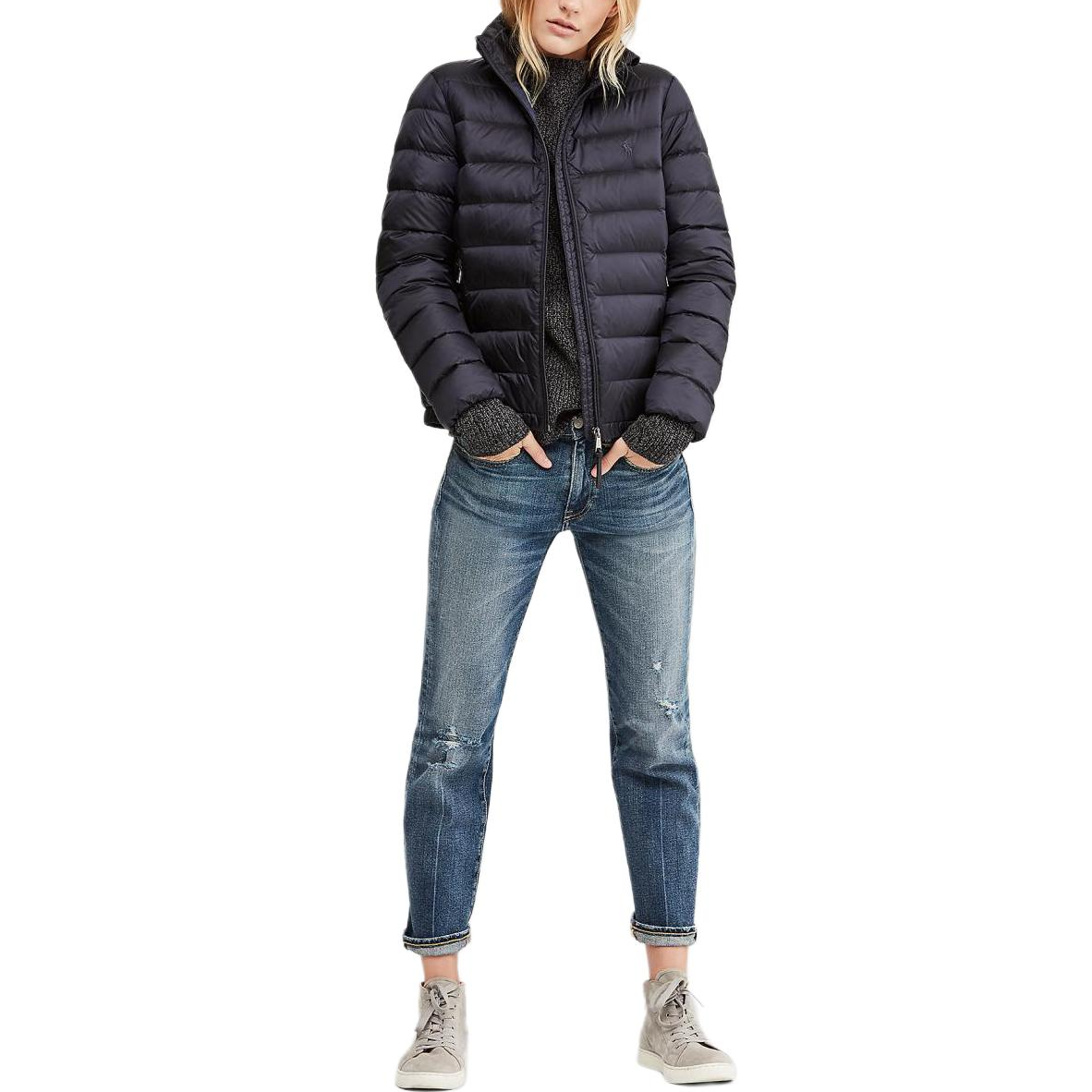 (Women) Polo Ralph Lauren  Navy Blue Embroidered Pony Zip-Up Down Jacket. WMPOOTWN2820002-410 圖 4