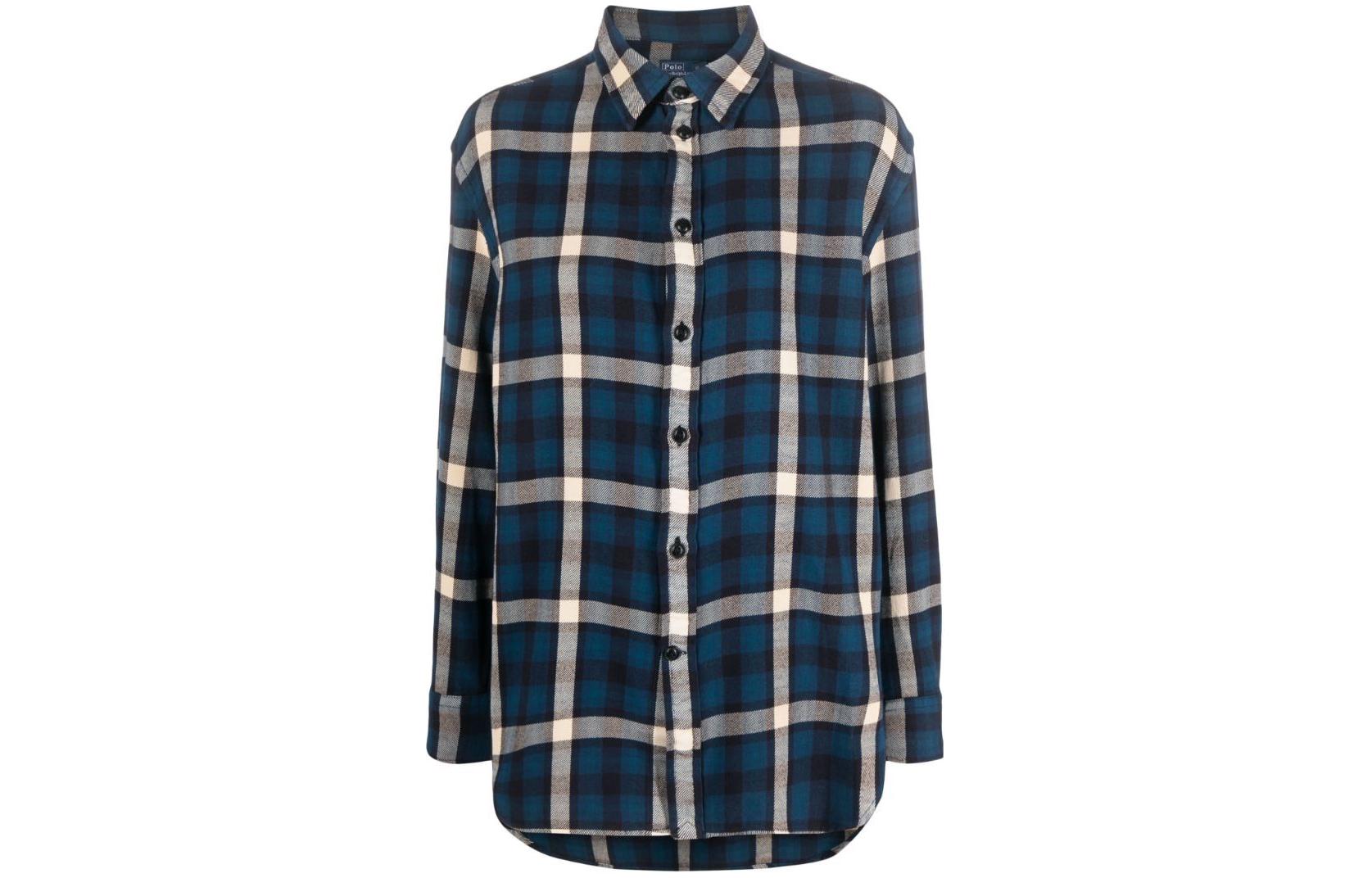 (Women) Polo Ralph Lauren  Navy Blue Plaid Print Relaxed Long Sleeve Shirt. 211916024-001 圖 2