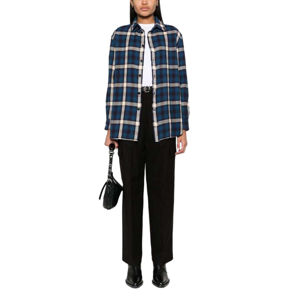 (Women) Polo Ralph Lauren  Navy Blue Plaid Print Relaxed Long Sleeve Shirt. 211916024-001 圖 3