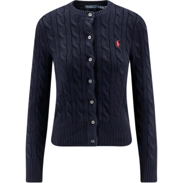 (Women) Polo Ralph Lauren  Navy Blue Single-Breasted Knitted Long-Sleeve Top 211971868-008