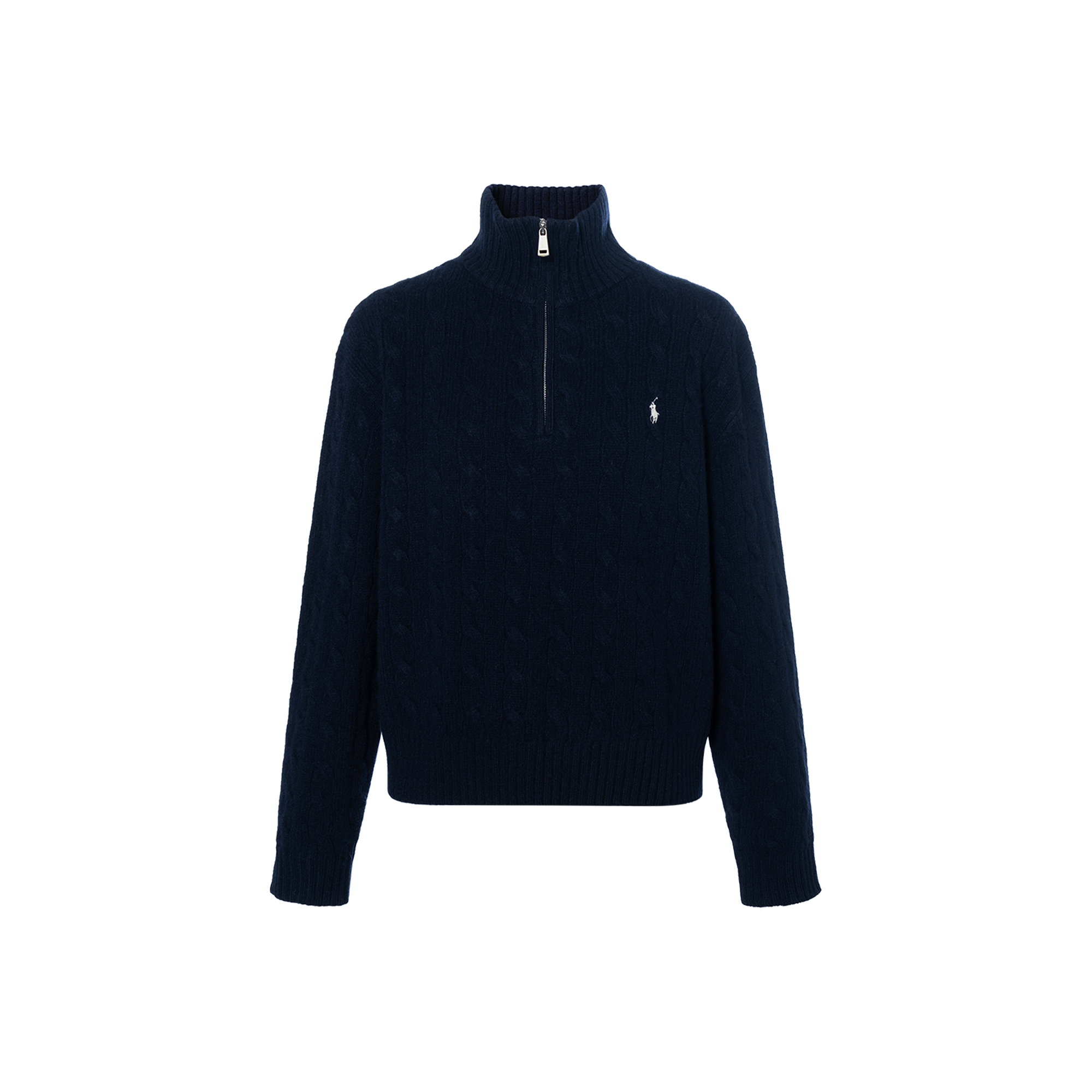 (Women) Polo Ralph Lauren  Navy Embroidered Pony High-Neck Knit Sweater FW24. WMPOSWENC021111-400