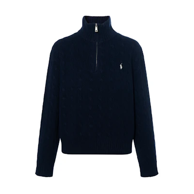 (Women) Polo Ralph Lauren Navy Embroidered Pony High-Neck Knit Sweater FW24. WMPOSWENC021111-400