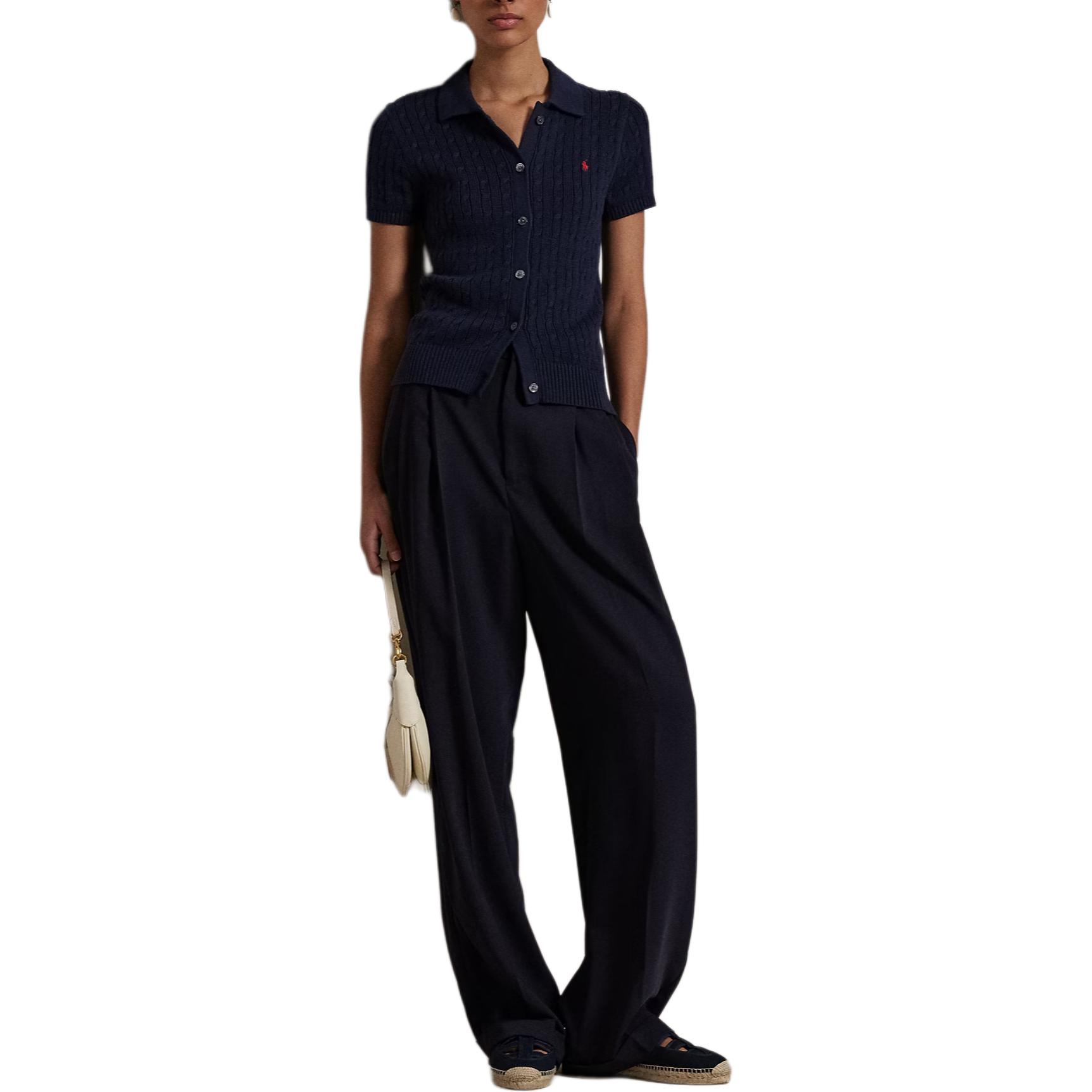 (Women) Polo Ralph Lauren  Navy Solid Logo Embroidered Short Sleeve Polo Shirt. 211963486-002 圖 4