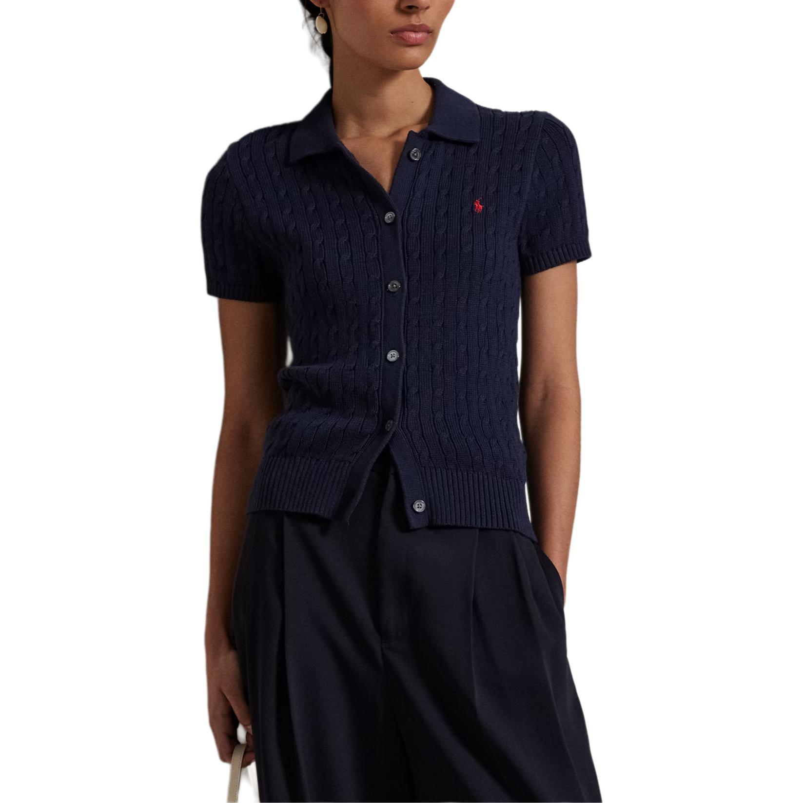 (Women) Polo Ralph Lauren  Navy Solid Logo Embroidered Short Sleeve Polo Shirt. 211963486-002 圖 5