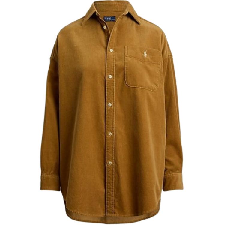(Women) Polo Ralph Lauren  Oversized Logo Shirt Wide Collar Button-Up Long Sleeve. WMPOSHTNDO20906-270