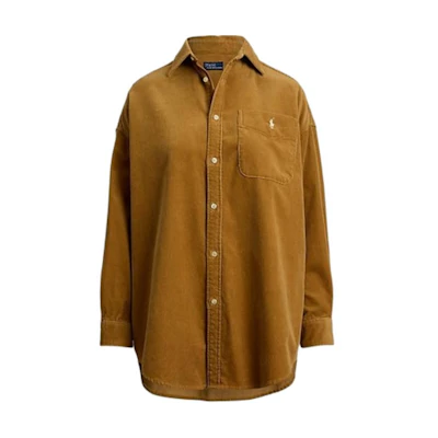 (Women) Polo Ralph Lauren Oversized Logo Shirt Wide Collar Button-Up Long Sleeve. WMPOSHTNDO20906-270
