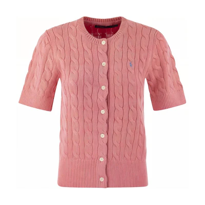 (Women) Polo Ralph Lauren Pink Cable Knit Short Sleeve Polo Shirt. 211906814-004