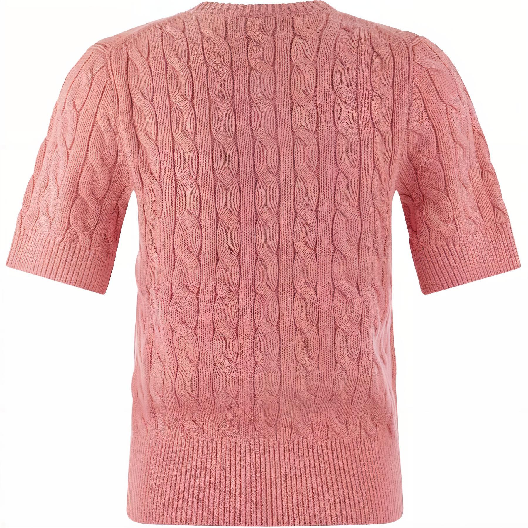 (Women) Polo Ralph Lauren  Pink Cable Knit Short Sleeve Polo Shirt. 211906814-004 圖 3