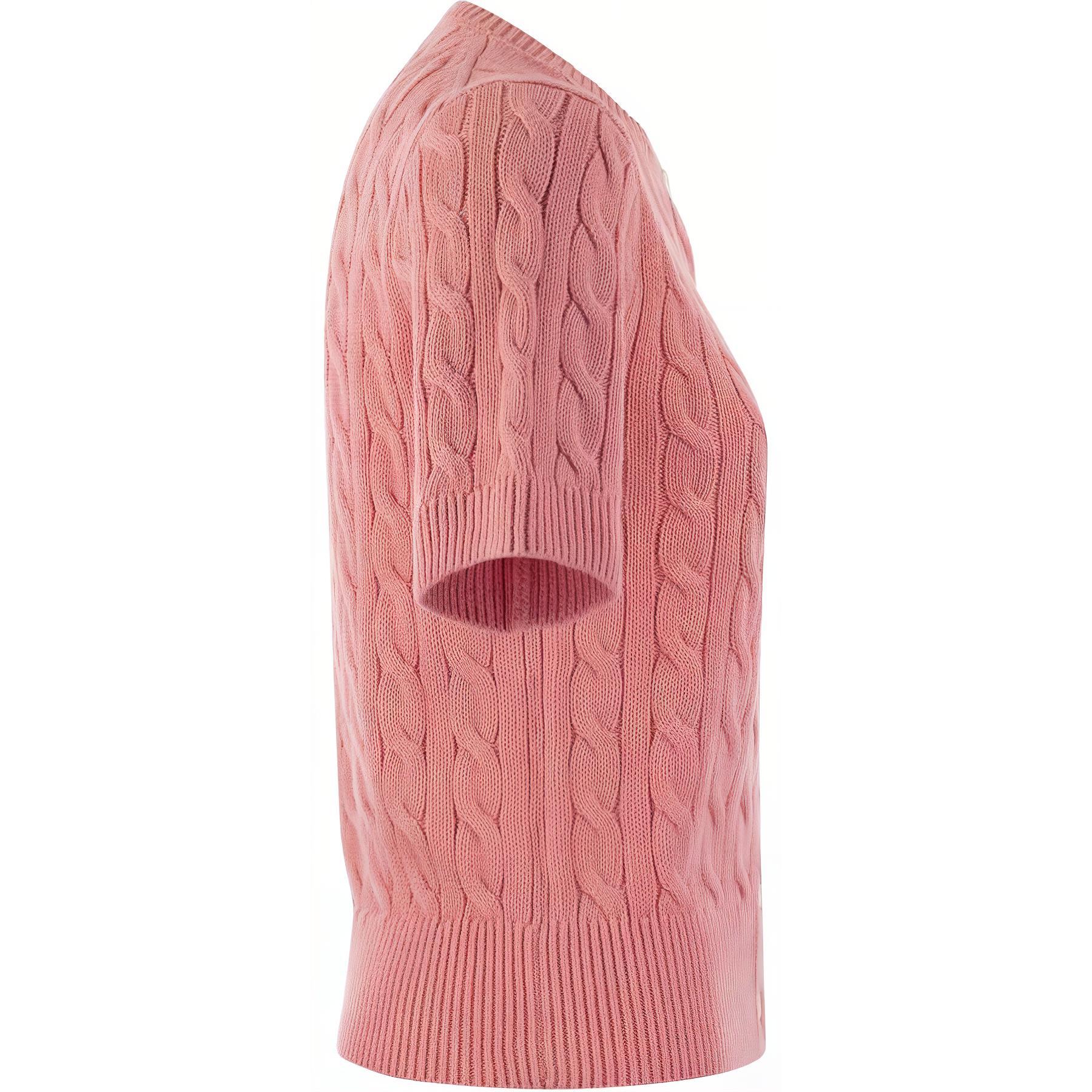 (Women) Polo Ralph Lauren  Pink Cable Knit Short Sleeve Polo Shirt. 211906814-004 圖 4