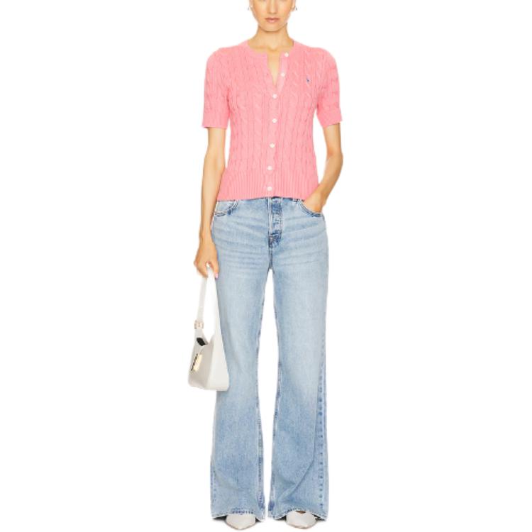 (Women) Polo Ralph Lauren  Pink Cable Knit Short Sleeve Polo Shirt. 211906814-004 圖 8