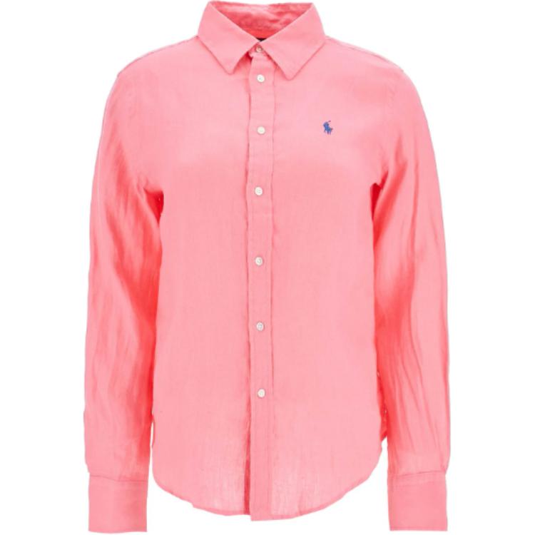 (Women) Polo Ralph Lauren  Pink Long Sleeve Polo Shirt with Logo Embroidery. 211970730-007