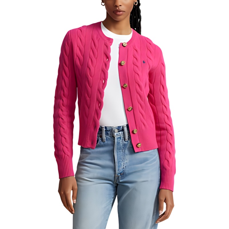 (Women) Polo Ralph Lauren  Pink Single-Breasted Embroidered Logo Long-Sleeve Sweater. 211910443-005 圖 4