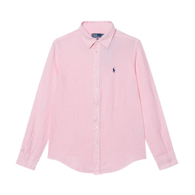 (Women) Polo Ralph Lauren Pink Solid Logo Embroidered Button-Up Shirt. 211970730-014