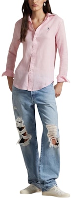 (W) Polo Ralph Lauren粉色刺绣标志休闲衬衫。 211970730-014 Shop (W) Polo Ralph Lauren粉色刺绣标志休闲衬衫。 211970730-014