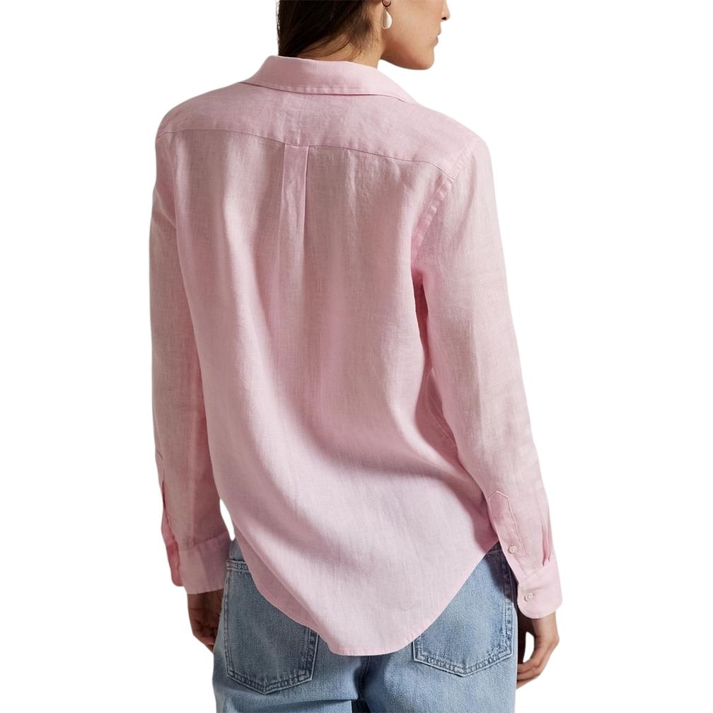 (Women) Polo Ralph Lauren  Pink Solid Logo Embroidered Button-Up Shirt. 211970730-014 圖 5