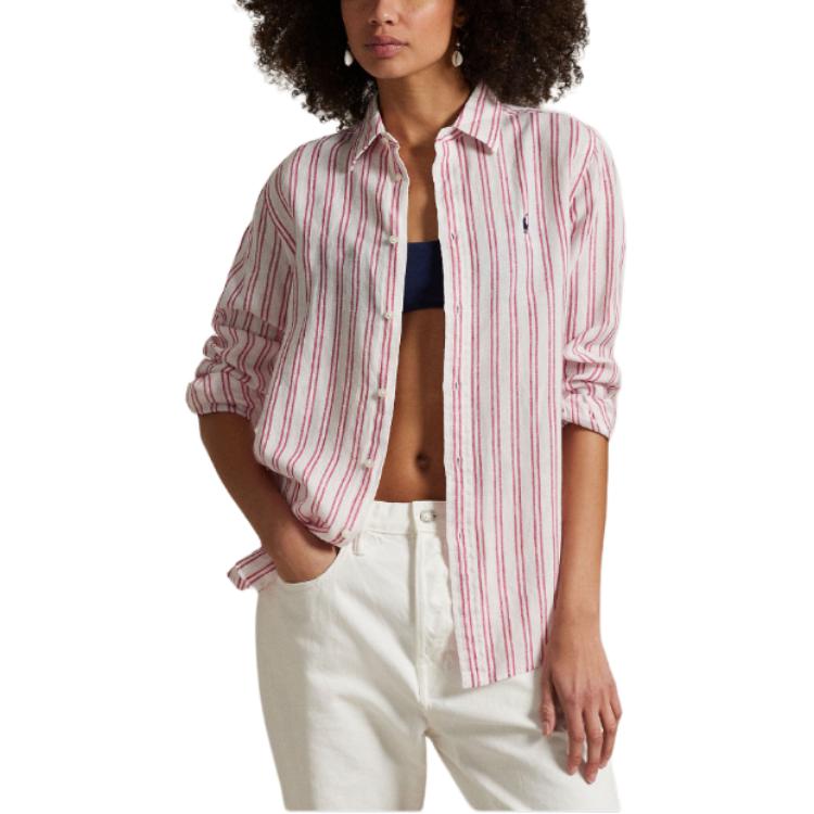 Details for (W) Polo Ralph Lauren 粉紅條紋長袖襯衫附刺繡標誌 211970691-008