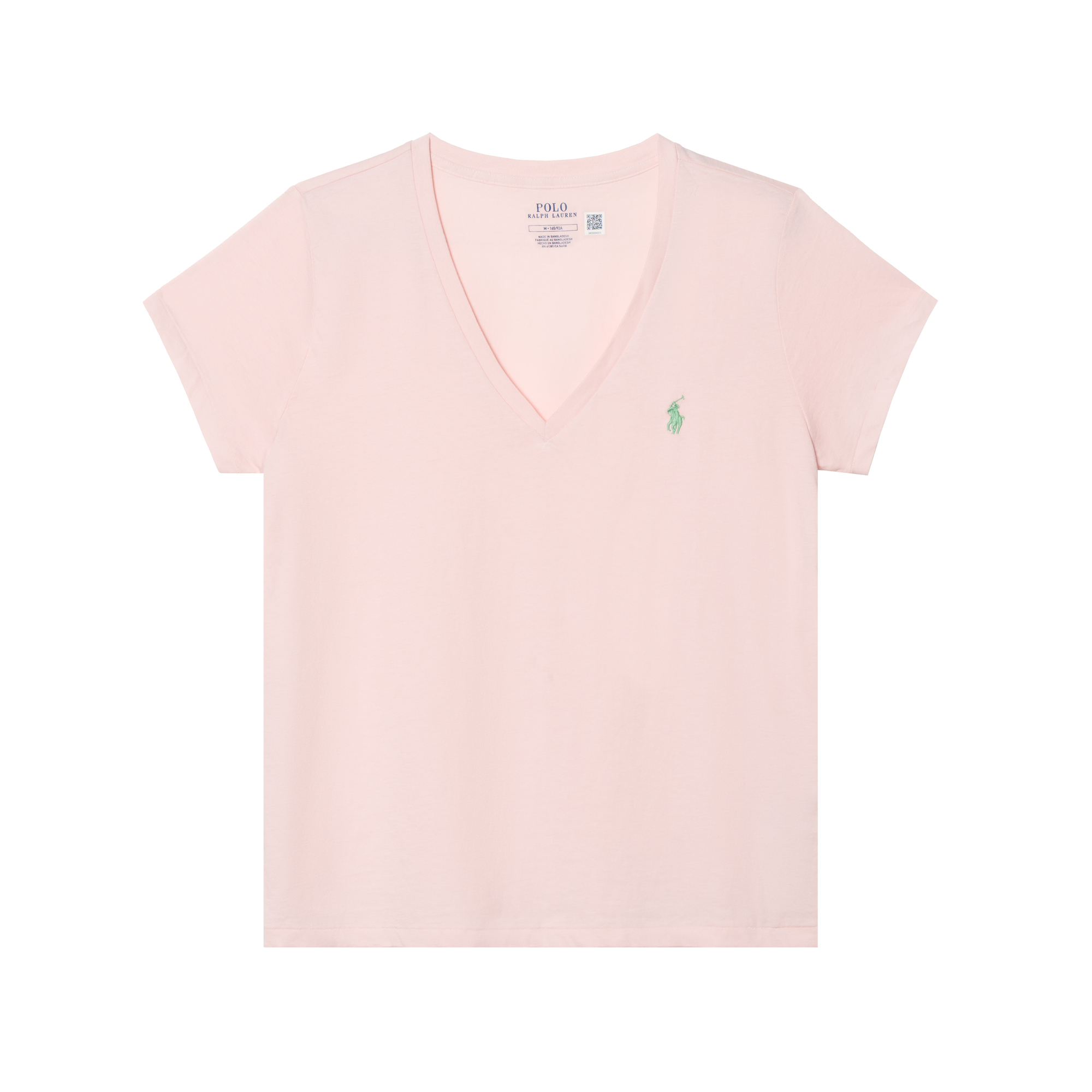 (Women) Polo Ralph Lauren  Pink V-Neck Casual Tee with Logo Embroidery. 211682523-032