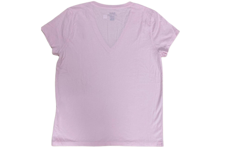 Lookbook (W) Polo Ralph Lauren 粉色V領休閒T恤，刺繡標誌設計。 211682523-032