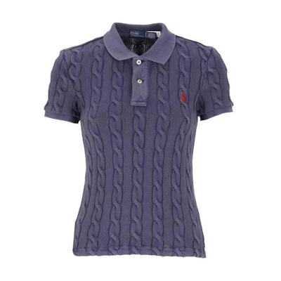 (Women) Polo Ralph Lauren Purple Logo Collar Short Sleeve Pullover Tee. 211943010-002