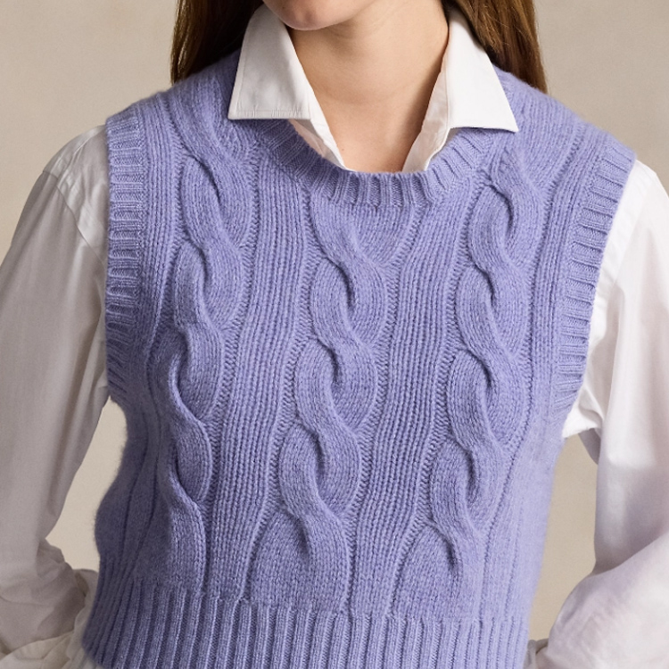 (Women) Polo Ralph Lauren  Purple Slim-Fit Cable Knit Sleeveless Sweater. WMPOSWENC021048 圖 6