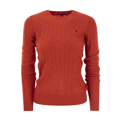 (Women) Polo Ralph Lauren Red Crewneck Sweater with Logo Embroidery. 211910421-007