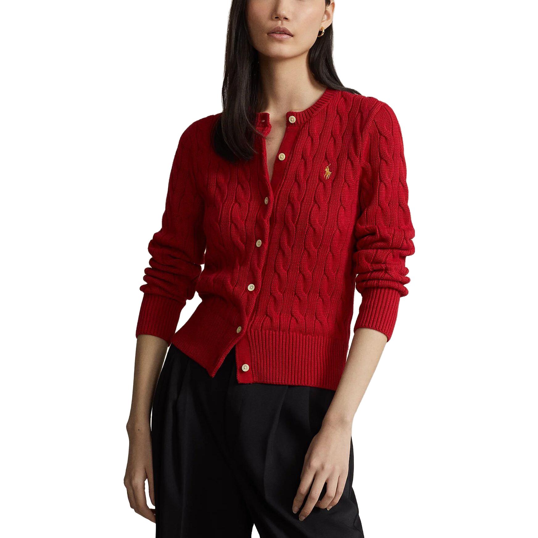(Women) Polo Ralph Lauren  Red Solid Crewneck Long-Sleeve Cardigan Sweater. 211910443012-012 圖 3