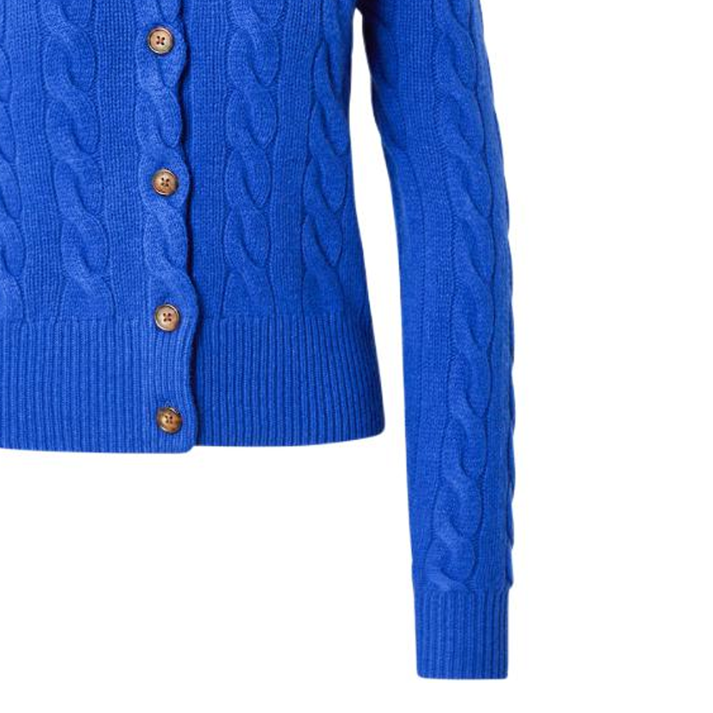 Details for (W) 폴로 랄프 로렌 레트로 로얄 블루 케이블 니트 크루넥 가디건. WMPOSWENDW20323-
