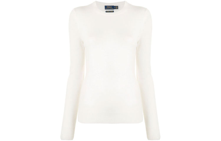 (Women) Polo Ralph Lauren  Ribbed Trim Pullover Sweater - White 211780391-007