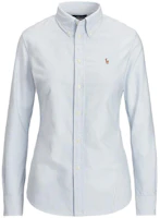 (Women) Polo Ralph Lauren Slim-Fit Striped Long Sleeve Shirt Blue 211747514-010 (Women) Polo Ralph Lauren Slim-Fit Striped Long Sleeve Shirt Blue 211747514-010