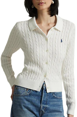 (W) Polo Ralph Lauren 修身款白色长袖开衫针织衫. WMPOSWENDW20399-100 Lookbook (W) Polo Ralph Lauren 修身款白色长袖开衫针织衫. WMPOSWENDW20399-100
