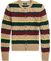 (Women) Polo Ralph Lauren Slim Fit Camel Knit Sweater with Striped Cable Knit. 211949980001 (Women) Polo Ralph Lauren Slim Fit Camel Knit Sweater with Striped Cable Knit. 211949980001