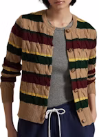 Shop (W) Polo Ralph Lauren 修身駝色條紋麻花針織毛衣。 211949980001
