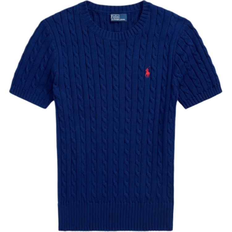 Order (W) Polo Ralph Lauren修身款圆领蓝色刺绣标志T恤。 211965761001