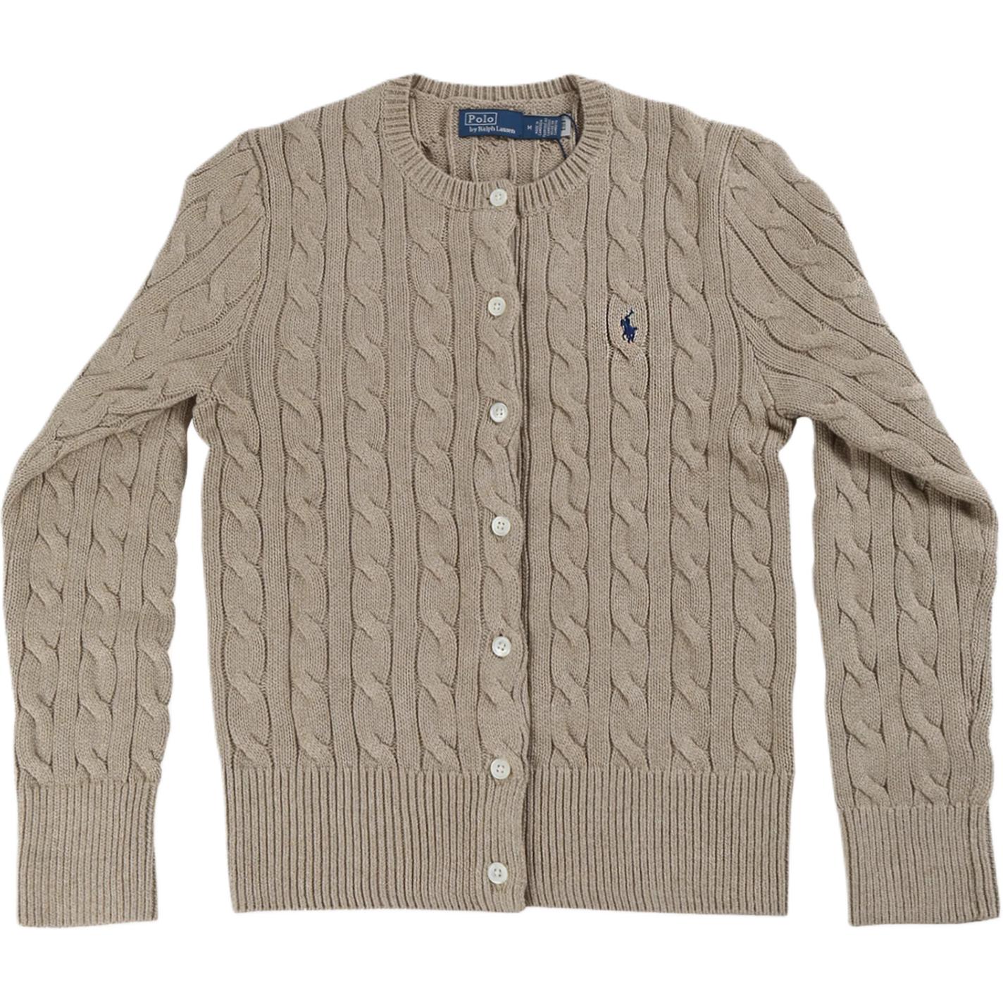 Order (W) 폴로 랄프 로렌 슬림핏 라이트 그레이 로고 자수 니트 가디건. 211891643-021