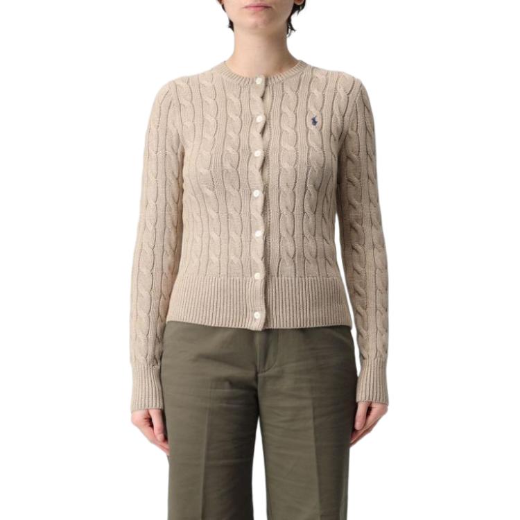 Details for (W) 폴로 랄프 로렌 슬림핏 라이트 그레이 로고 자수 니트 가디건. 211891643-021