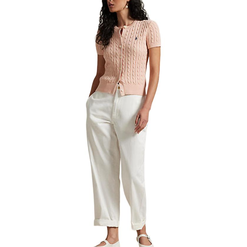 Lookbook (W) Polo Ralph Lauren 修身版淺粉色針織衫，刺繡標誌設計。 WMPOSWENDW20391830